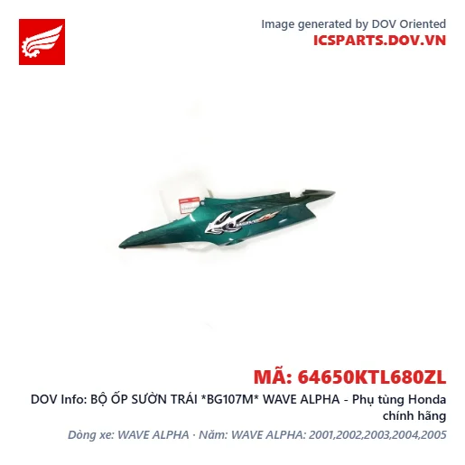 BỘ ỐP SƯỜN TRÁI *BG107M* WAVE ALPHA - Phụ tùng Honda chính hãng