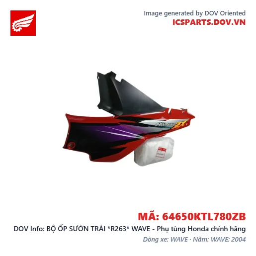 BỘ ỐP SƯỜN TRÁI *R263* WAVE - Phụ tùng Honda chính hãng