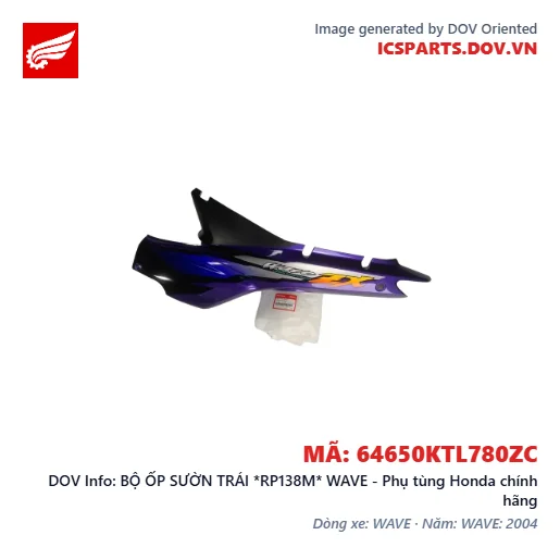 BỘ ỐP SƯỜN TRÁI *RP138M* WAVE - Phụ tùng Honda chính hãng