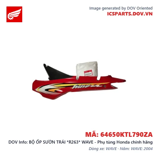 BỘ ỐP SƯỜN TRÁI *R263* WAVE - Phụ tùng Honda chính hãng