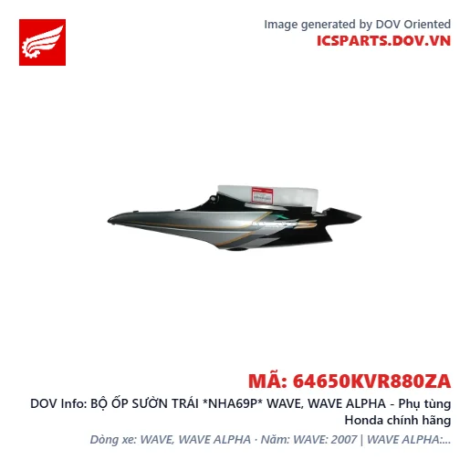 BỘ ỐP SƯỜN TRÁI *NHA69P* WAVE, WAVE ALPHA - Phụ tùng Honda chính hãng