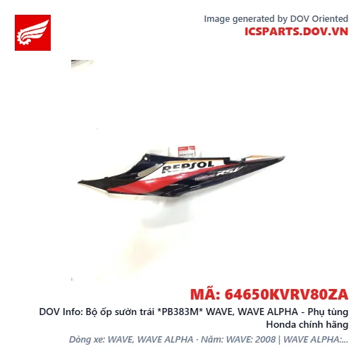Bộ ốp sườn trái *PB383M* WAVE, WAVE ALPHA - Phụ tùng Honda chính hãng