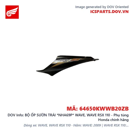 BỘ ỐP SƯỜN TRÁI *NHA69P* WAVE, WAVE RSX 110 - Phụ tùng Honda chính hãng