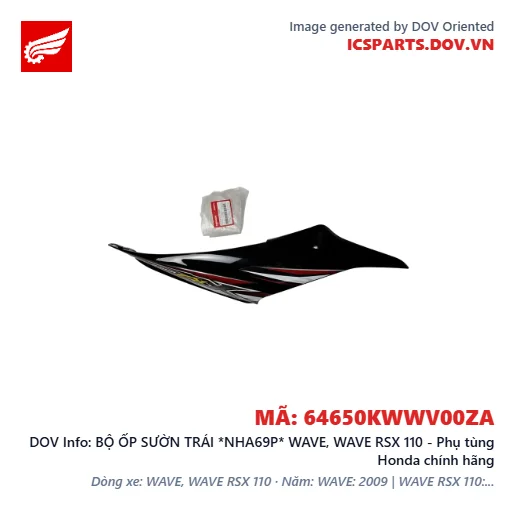 BỘ ỐP SƯỜN TRÁI *NHA69P* WAVE, WAVE RSX 110 - Phụ tùng Honda chính hãng