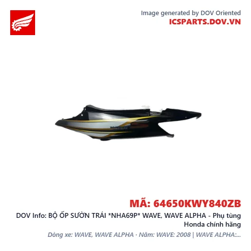 BỘ ỐP SƯỜN TRÁI *NHA69P* WAVE, WAVE ALPHA - Phụ tùng Honda chính hãng