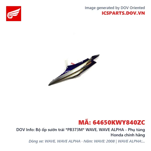 Bộ ốp sườn trái *PB373M* WAVE, WAVE ALPHA - Phụ tùng Honda chính hãng