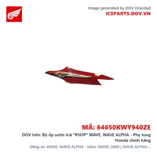 Bộ ốp sườn trái *R161P* WAVE, WAVE ALPHA - Phụ tùng Honda chính hãng