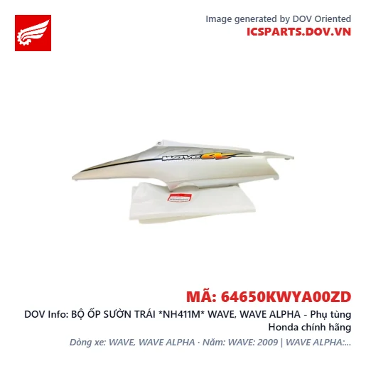BỘ ỐP SƯỜN TRÁI *NH411M* WAVE, WAVE ALPHA - Phụ tùng Honda chính hãng