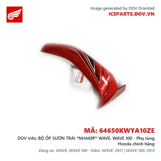 BỘ ỐP SƯỜN TRÁI *NHA69P* WAVE, WAVE 100 - Phụ tùng Honda chính hãng