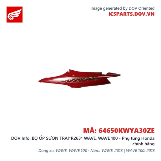 BỘ ỐP SƯỜN TRÁI*R263* WAVE, WAVE 100 - Phụ tùng Honda chính hãng