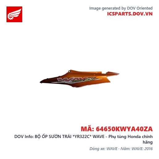 BỘ ỐP SƯỜN TRÁI *YR322C* WAVE - Phụ tùng Honda chính hãng