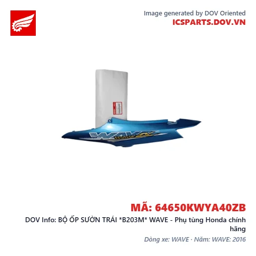 BỘ ỐP SƯỜN TRÁI *B203M* WAVE - Phụ tùng Honda chính hãng