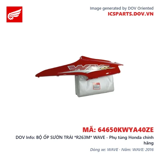 BỘ ỐP SƯỜN TRÁI *R263M* WAVE - Phụ tùng Honda chính hãng