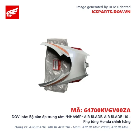 Bộ tấm ốp trung tâm *NHA96P* AIR BLADE, AIR BLADE 110 - Phụ tùng Honda chính hãng
