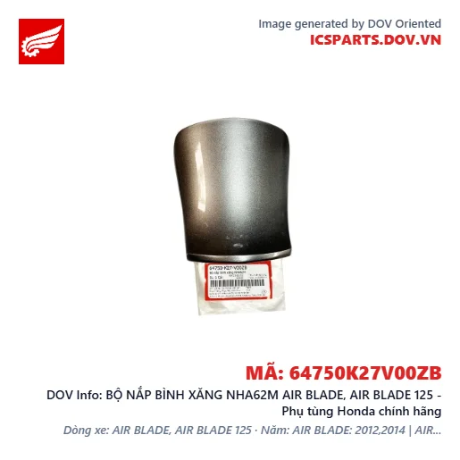 BỘ NẮP BÌNH XĂNG NHA62M AIR BLADE, AIR BLADE 125 - Phụ tùng Honda chính hãng