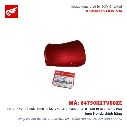 BỘ NẮP BÌNH XĂNG *R340C* AIR BLADE, AIR BLADE 125 - Phụ tùng Honda chính hãng