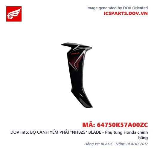 BỘ CÁNH YẾM PHẢI *NHB25* BLADE - Phụ tùng Honda chính hãng