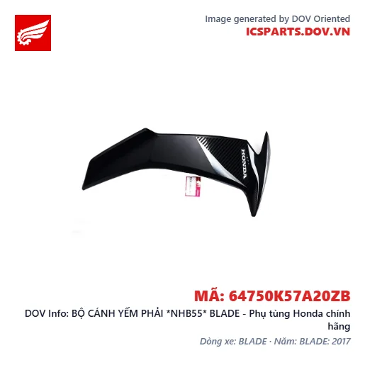 BỘ CÁNH YẾM PHẢI *NHB55* BLADE - Phụ tùng Honda chính hãng