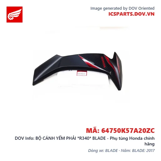 BỘ CÁNH YẾM PHẢI *R340* BLADE - Phụ tùng Honda chính hãng