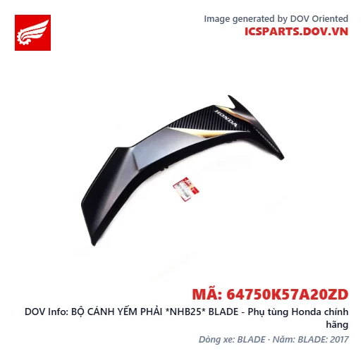 BỘ CÁNH YẾM PHẢI *NHB25* BLADE - Phụ tùng Honda chính hãng