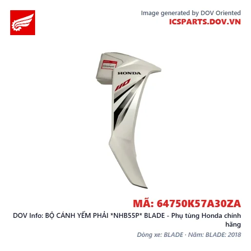 BỘ CÁNH YẾM PHẢI *NHB55P* BLADE - Phụ tùng Honda chính hãng