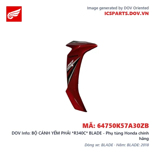 BỘ CÁNH YẾM PHẢI *R340C* BLADE - Phụ tùng Honda chính hãng
