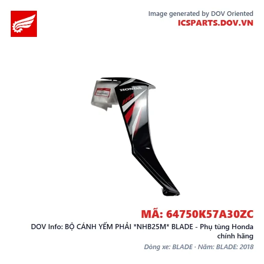 BỘ CÁNH YẾM PHẢI *NHB25M* BLADE - Phụ tùng Honda chính hãng