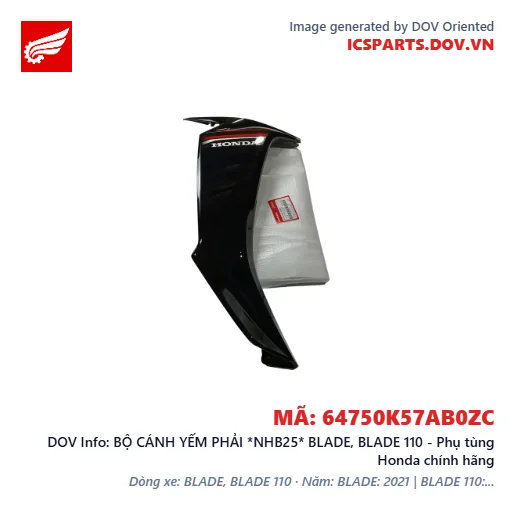 BỘ CÁNH YẾM PHẢI *NHB25* BLADE, BLADE 110 - Phụ tùng Honda chính hãng