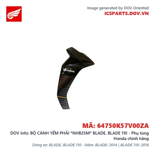 BỘ CÁNH YẾM PHẢI *NHB25M* BLADE, BLADE 110 - Phụ tùng Honda chính hãng