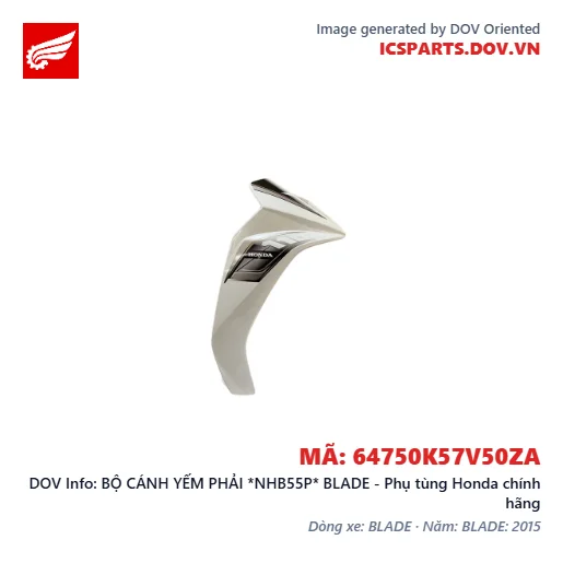 BỘ CÁNH YẾM PHẢI *NHB55P* BLADE - Phụ tùng Honda chính hãng