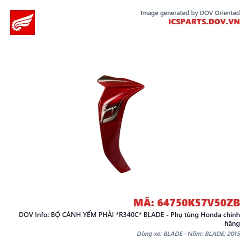 BỘ CÁNH YẾM PHẢI *R340C* BLADE - Phụ tùng Honda chính hãng