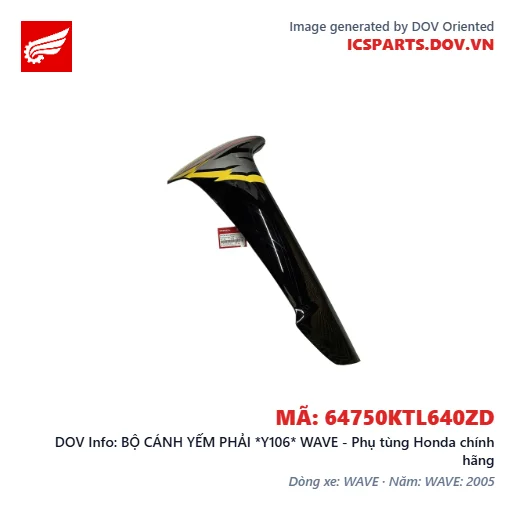 BỘ CÁNH YẾM PHẢI *Y106* WAVE - Phụ tùng Honda chính hãng