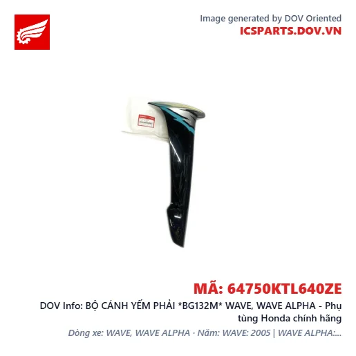 BỘ CÁNH YẾM PHẢI *BG132M* WAVE, WAVE ALPHA - Phụ tùng Honda chính hãng