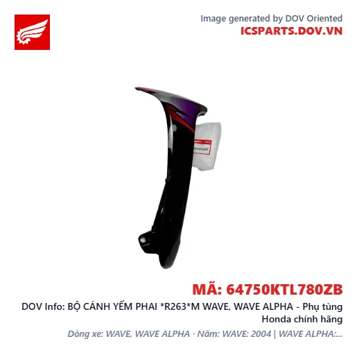 BỘ CÁNH YẾM PHAI *R263*M WAVE, WAVE ALPHA - Phụ tùng Honda chính hãng