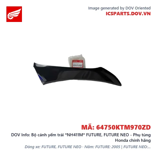 Bộ cánh yếm trái *NH411M* FUTURE, FUTURE NEO - Phụ tùng Honda chính hãng