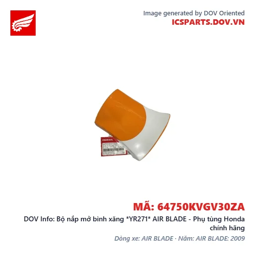 Bộ nắp mở bình xăng *YR271* AIR BLADE - Phụ tùng Honda chính hãng
