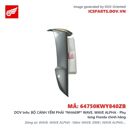 BỘ CÁNH YẾM PHẢI *NHA69P* WAVE, WAVE ALPHA - Phụ tùng Honda chính hãng