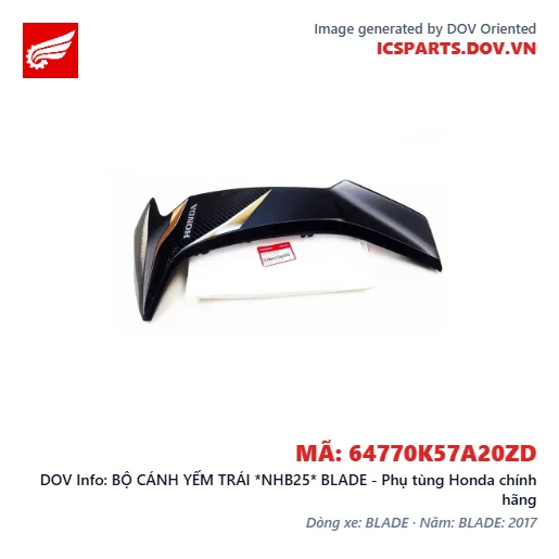 BỘ CÁNH YẾM TRÁI *NHB25* BLADE - Phụ tùng Honda chính hãng