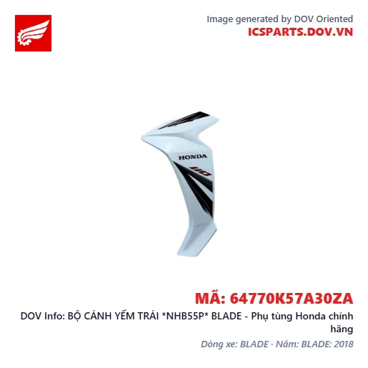 BỘ CÁNH YẾM TRÁI *NHB55P* BLADE - Phụ tùng Honda chính hãng