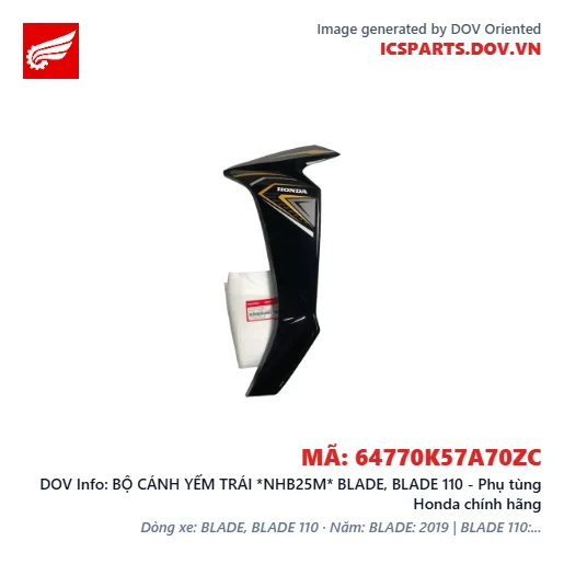 BỘ CÁNH YẾM TRÁI *NHB25M* BLADE, BLADE 110 - Phụ tùng Honda chính hãng