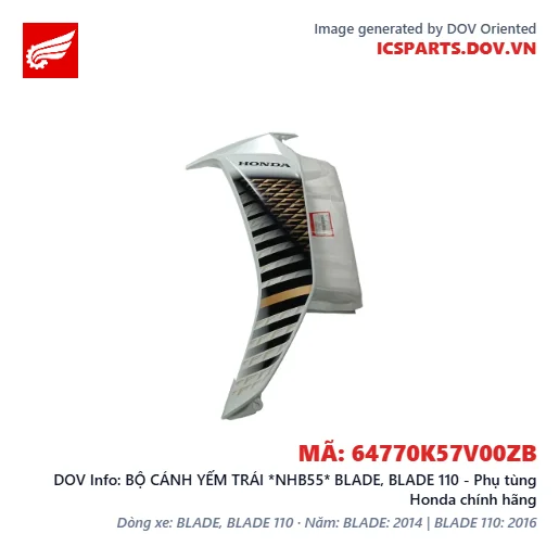 BỘ CÁNH YẾM TRÁI *NHB55* BLADE, BLADE 110 - Phụ tùng Honda chính hãng