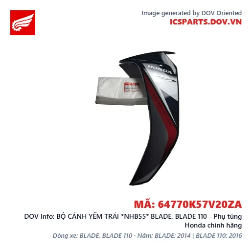 BỘ CÁNH YẾM TRÁI *NHB55* BLADE, BLADE 110 - Phụ tùng Honda chính hãng