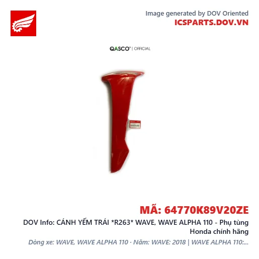 CÁNH YẾM TRÁI *R263* WAVE, WAVE ALPHA 110 - Phụ tùng Honda chính hãng