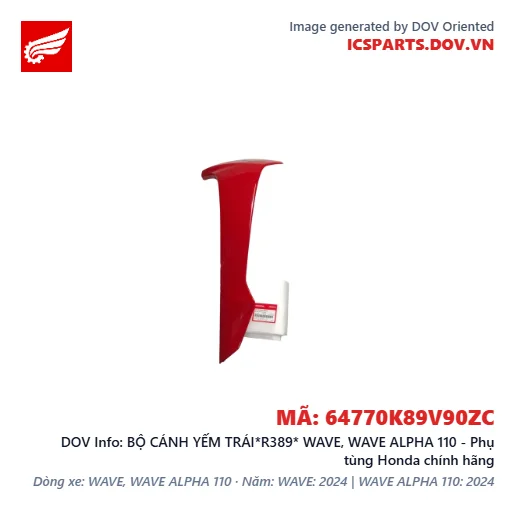 BỘ CÁNH YẾM TRÁI*R389* WAVE, WAVE ALPHA 110 - Phụ tùng Honda chính hãng