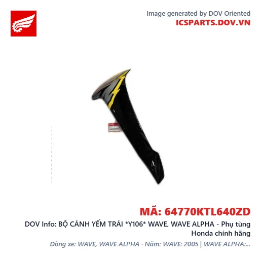 BỘ CÁNH YẾM TRÁI *Y106* WAVE, WAVE ALPHA - Phụ tùng Honda chính hãng