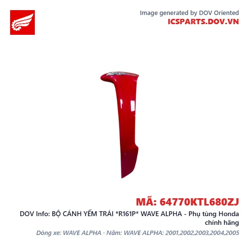 BỘ CÁNH YẾM TRÁI *R161P* WAVE ALPHA - Phụ tùng Honda chính hãng