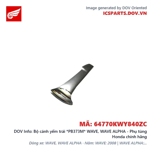 Bộ cánh yếm trái *PB373M* WAVE, WAVE ALPHA - Phụ tùng Honda chính hãng