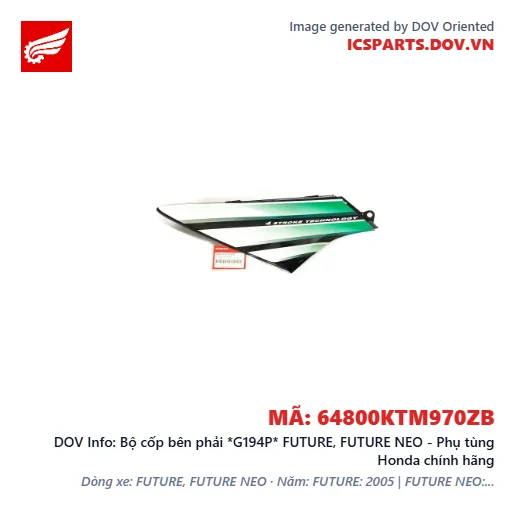 Bộ cốp bên phải *G194P* FUTURE, FUTURE NEO - Phụ tùng Honda chính hãng