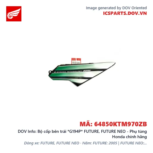 Bộ cốp bên trái *G194P* FUTURE, FUTURE NEO - Phụ tùng Honda chính hãng