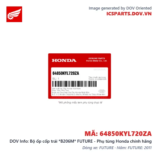 Bộ ốp cốp trái *B206M* FUTURE - Phụ tùng Honda chính hãng